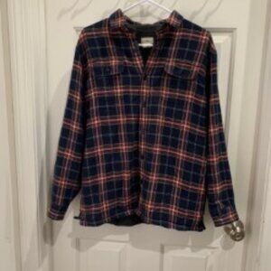 L.L. Bean Fleece-lined Navy Plaid Flannel Shirt, Boy Sz 18